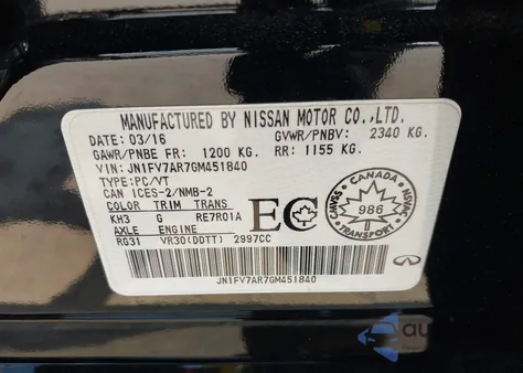 2016 Infiniti Q50 3.0T Red Sport 400 z USA, uszkodzony, nr VIN JN1FV7AR7GM451840